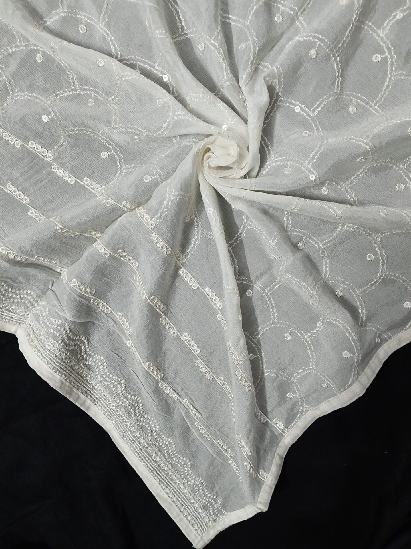 Elegant Chinon Dupatta Embroidery Dyeable design 3730549