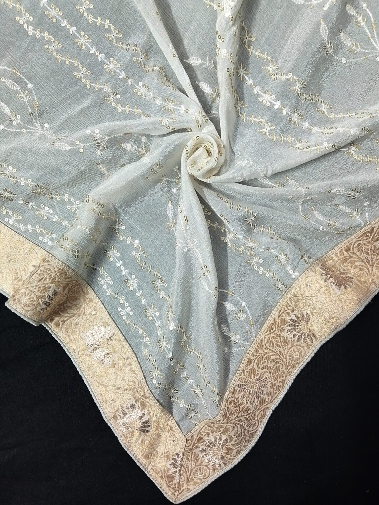 Classic Chinon Dupatta Embroidered Dyeable design 3760536