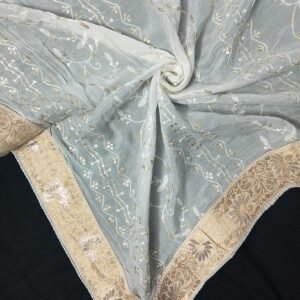 Premium Chinon Dupatta Embroidery Dyeable design 3760537