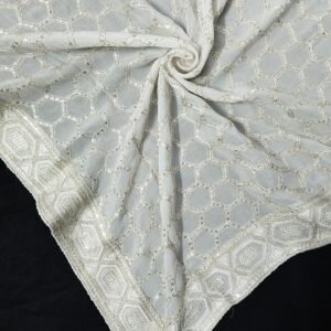 Heavy Embroidered Chinon Dupatta Bridal Dyeable design 3955547