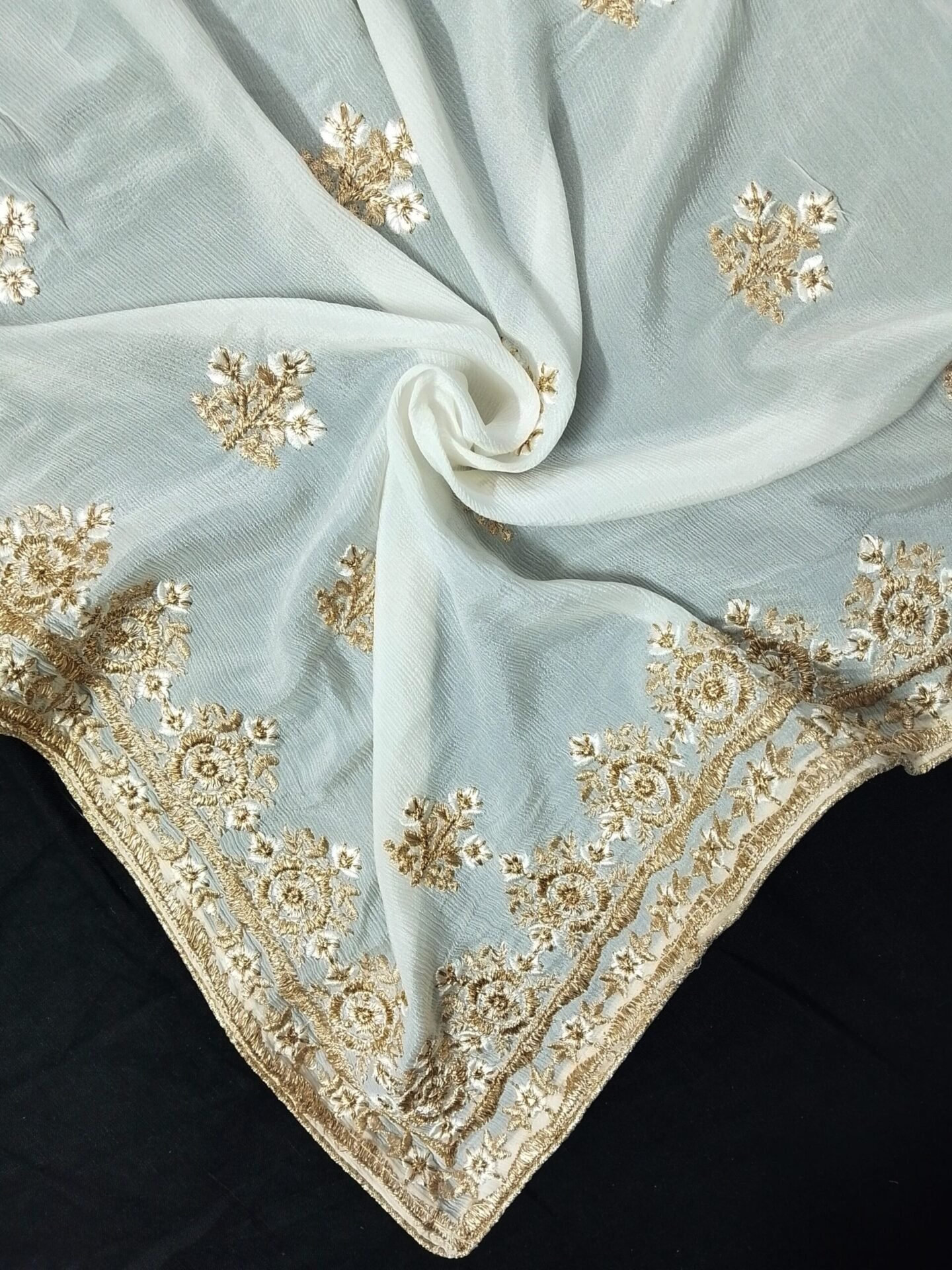 Luxury Chinon Dupatta Designer Embroidery Dyeable design 41025545